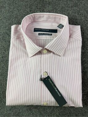 Perry Ellis Portfolio Mens Cotton Blend Long Sleeve Dress Shirt Size 16.5 Red